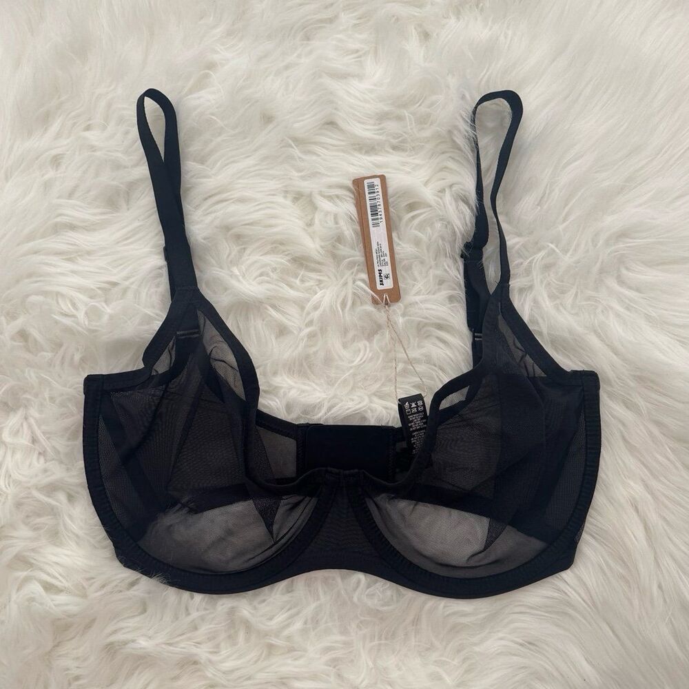 Skims Ultra Fine Mesh Underwire Scoop Bra Onyx Size 32H